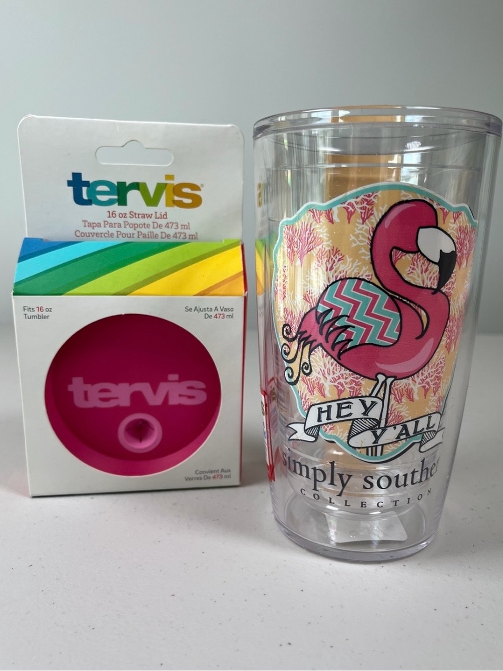 Simply Southern Collection Hey Y’ALl Flamingo Tervis mug
